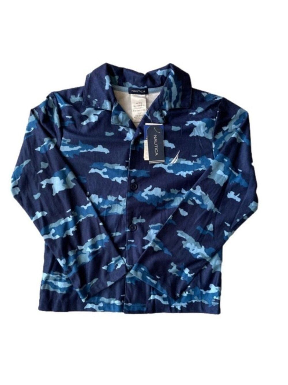 Nautica Sleep Shirt Navy Blue Button Front Long Sleeve NWT Size 12 - Picture 2 of 9